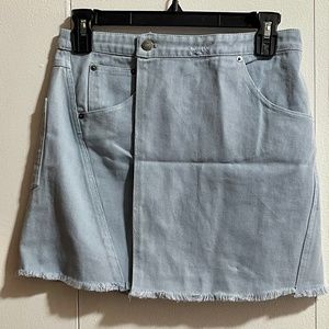 BDG Light Blue Denim Mini Wrap Skirt